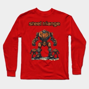 Futuristic Battle Robots Names of Power Steel Triange Long Sleeve T-Shirt